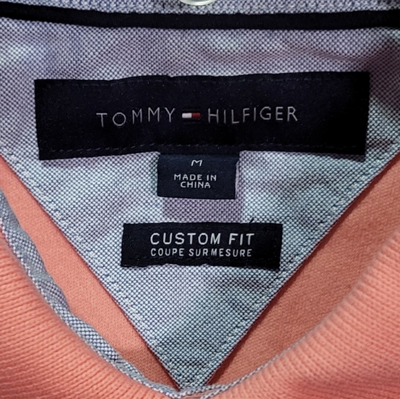 Tommy Hilfiger Men's 1985 Peach Pink Custom Fit Polo Shirt Short Sleeve Medium - Picture 3 of 9